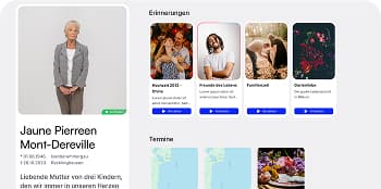 Moderne und würdevoll gestaltete digitale Gedenkseite - Individuelles Design für persönliche Erinnerungen